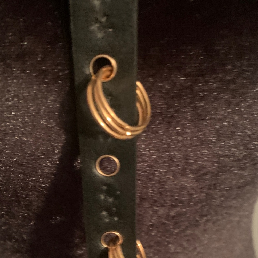 🔥LOW PRICE 🔥NEW- RACHEL ZOE LA NY Chic Black Belt with Gold Rings Belt - Picture 6 of 7